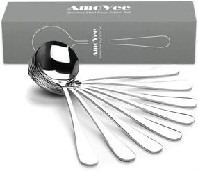 img 3 attached to AmoVee Stainless Steel Alpha Round Soup Spoons - Set of 8: Wholesale and Durable