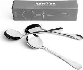 img 2 attached to AmoVee Stainless Steel Alpha Round Soup Spoons - Set of 8: Wholesale and Durable