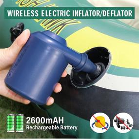 img 2 attached to 🔌‍ AIRBANK Electric Air Pump - Portable Cordless Air Pump with 2 Rechargeable 2600mAh Batteries | Fast and Easy Inflate and Deflate | Perfect for Camping, Inflatables Bed, Boat, Pool Toy, and Kayak