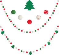 🎄 festive christmas felt ball garland: 2-piece pom pom banner with 65 balls & 5 tree ornaments logo