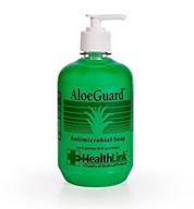 🧼 moisturizing antimicrobial soap: healthlink aloeguard with aloe vera infusion, pcmx, light floral scent - single 18 oz bottle logo