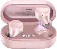 🎧 tozo t12 wireless earbuds bluetooth headphones - premium sound quality, wireless charging case, led display, ipx8 waterproof, built-in mic for sports - rose-gold logo