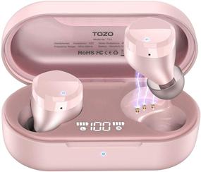 img 4 attached to 🎧 TOZO T12 Wireless Earbuds Bluetooth Headphones - Premium Sound Quality, Wireless Charging Case, LED Display, IPX8 Waterproof, Built-in Mic for Sports - Rose-Gold