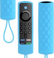 🔵 2021 firetv stick 4k max cover - silicone remote case with lanyard for alexa voice remote 2nd & 3rd gen - blue logo