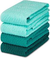 🧽 набор из 4 крупных кухонных полотенец decorrack, 100% хлопок, 15 x 25 дюймов, впитывающее моющееся полотенце, идеально для использования на кухне, твердотельный зеленый цвет ручных полотенец логотип