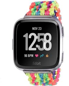 img 4 attached to 🌈 Vibrant LGBT Pride Fitbit Versa Watch Bands with Braided Boho Design - Bandmax Nylon Woven Sport Straps for Men and Women