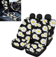 glenlcwe daisy print car seat covers with 15 inch steering wheel cover logo