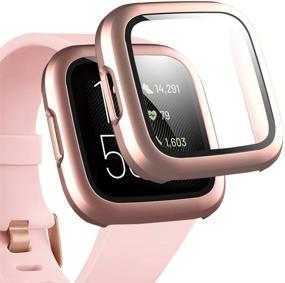 img 4 attached to 🌹 Чехол Miimall Rose Gold для Fitbit Versa 2: защитный матовый кейс от царапин и пленка для защиты экрана из пет