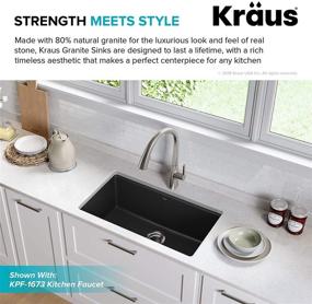 img 2 attached to 🚰 Kraus KGU-413B Undermount Single Bowl Granite Kitchen Sink - 31 Inch Black: Premium Quality and Functionality