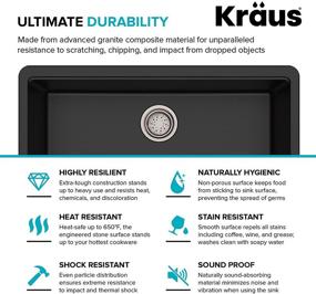 img 1 attached to 🚰 Kraus KGU-413B Undermount Single Bowl Granite Kitchen Sink - 31 Inch Black: Premium Quality and Functionality