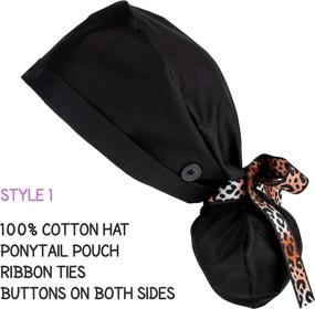 img 2 attached to 👒 Buttons and Ribbon Tie Working Cap for Women with Long Hair