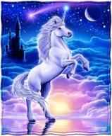 🦄 unleash the magic: unicorn super soft plush fleece throw blanket logo