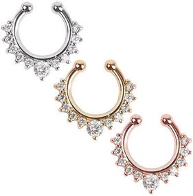 img 1 attached to 💎 Glitzy Achieer Nose Ring Septum Piercing Jewelry | Sparkling Cubic Zircon Fake Septum Nose Ring for Women | Non-Piercing Clip-On Body Piercing Jewelry