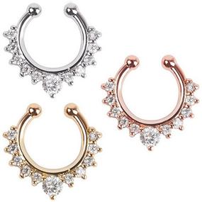 img 2 attached to 💎 Glitzy Achieer Nose Ring Septum Piercing Jewelry | Sparkling Cubic Zircon Fake Septum Nose Ring for Women | Non-Piercing Clip-On Body Piercing Jewelry