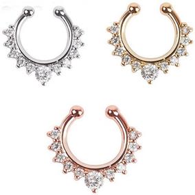 img 3 attached to 💎 Glitzy Achieer Nose Ring Septum Piercing Jewelry | Sparkling Cubic Zircon Fake Septum Nose Ring for Women | Non-Piercing Clip-On Body Piercing Jewelry