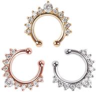 💎 glitzy achieer nose ring septum piercing jewelry | sparkling cubic zircon fake septum nose ring for women | non-piercing clip-on body piercing jewelry logo