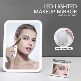 img 3 attached to 🪞 N/C Makeup Mirror with Lights: Wall-Mountable, Dimmable Touch Control, 3 Color Modes, 56LEDs, Detachable 5X Magnifying, USB Rechargeable