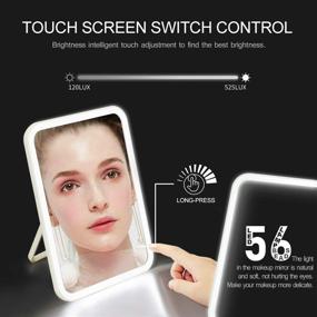 img 1 attached to 🪞 N/C Makeup Mirror with Lights: Wall-Mountable, Dimmable Touch Control, 3 Color Modes, 56LEDs, Detachable 5X Magnifying, USB Rechargeable