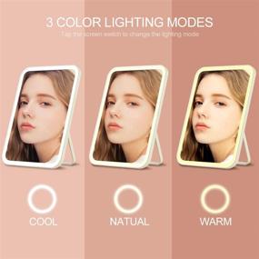 img 2 attached to 🪞 N/C Makeup Mirror with Lights: Wall-Mountable, Dimmable Touch Control, 3 Color Modes, 56LEDs, Detachable 5X Magnifying, USB Rechargeable