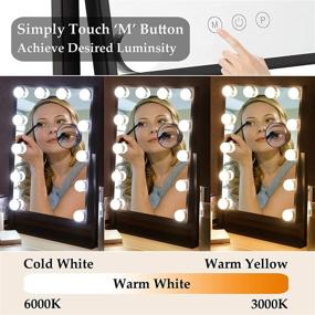 img 3 attached to 💡 Large Hollywood Mirror with Lights - Smart Touch Control, Detachable, Dimmable 3 Colors, 10X Magnification, 360° Rotation - DECLUTTR