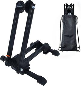 img 4 attached to 🚲 Bike Folding Stand Floor Parking Rack: Efficient Indoor Storage Solution for 20"-29" Bicycles at Home Garage