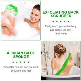 img 1 attached to 2 Pack African Net Bath Sponge - Exfoliating Long Body Scrubber with Tight Weave for Smoother Beauty Skin - Tower Bath Cloth with Porous Stretches - Ideal for Daily Use or Stocking Stuffer (Green)