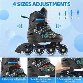 img 2 attached to 🛼 FOTREE Adjustable Inline Skates for Boys and Girls - Outdoor Roller Blades with Full Light Up Wheels, Perfect for Kids and Adults