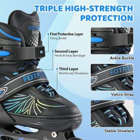 img 3 attached to 🛼 FOTREE Adjustable Inline Skates for Boys and Girls - Outdoor Roller Blades with Full Light Up Wheels, Perfect for Kids and Adults