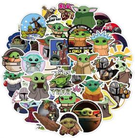 img 4 attached to 👶 50-Piece Quick Baby Yoda Stickers Set, featuring Baby Yoda and The Mandalorian Character – Perfect for Hydro Flask, Laptop, Mug, Water Bottles, and Phone – Wide Range of Design Choices