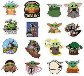 img 3 attached to 👶 50-Piece Quick Baby Yoda Stickers Set, featuring Baby Yoda and The Mandalorian Character – Perfect for Hydro Flask, Laptop, Mug, Water Bottles, and Phone – Wide Range of Design Choices