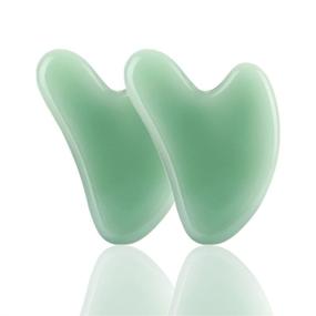 img 4 attached to 🎁 Set of 2 Jade Gua Sha Face Massagers - Natural Jade Stone Facial Massage Tools for Face, Eyes, and Neck - Scraping Massager for Women - Perfect Gift (Jade Gua Sha)