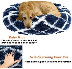 img 1 attached to 🐶 MIEMIE Round Calming Dog Bed - Plush and Fluffy Pet Bed for Large Dogs 30 inches - Anti Anxiety, Self Warming Faux Fur, Donut Cuddler Bed