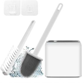 img 4 attached to 🚽 Gerylove Silicone Toilet Brush Set: Deep Cleaning Bathroom Bowl Cleaner with Flexible Brush, Freestanding/Wall Mounted Holder - White