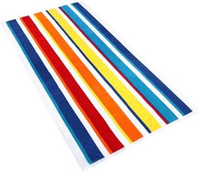 img 2 attached to Kaufman Luxurious Plush Cotton Velour Oversized Towel - Colorful Striped Beach, Pool, and Bath Towel 4 Pack - Highly Absorbent, Quick Dry - 32”x62”