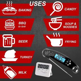 img 1 attached to QUTTUP Digital Cooking Thermometer with Kitchen Timer - Folding Probe, Backlight, Calibration Function - Ideal for Cooking, Candy Making, Meat, Outdoor Grilling, and BBQ