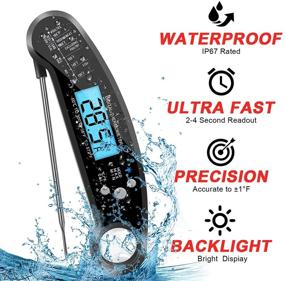 img 3 attached to QUTTUP Digital Cooking Thermometer with Kitchen Timer - Folding Probe, Backlight, Calibration Function - Ideal for Cooking, Candy Making, Meat, Outdoor Grilling, and BBQ