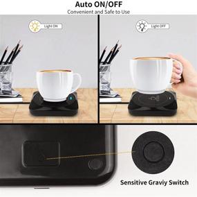 img 2 attached to ☕️ Smart USB Coffee Mug Warmer with Gravity Switch for Home, Office, and Desk - Electric Cup Warmer & Beverage Heating Plate for Hot Cocoa, Milk, Tea, Water - Charging Function for Phone - Black