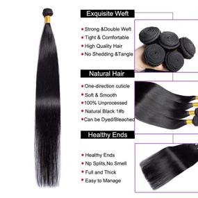 img 1 attached to Maxine Brazilian Long Silky Straight Virgin Human Hair 4 Bundles - 100% Unprocessed Hair Weave Extensions Deals, Natural Color (26, 28, 30, 32 inches) - 10a Quality