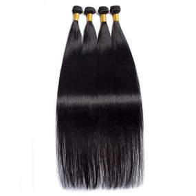 img 3 attached to Maxine Brazilian Long Silky Straight Virgin Human Hair 4 Bundles - 100% Unprocessed Hair Weave Extensions Deals, Natural Color (26, 28, 30, 32 inches) - 10a Quality