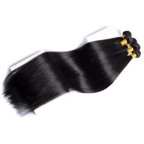 img 2 attached to Maxine Brazilian Long Silky Straight Virgin Human Hair 4 Bundles - 100% Unprocessed Hair Weave Extensions Deals, Natural Color (26, 28, 30, 32 inches) - 10a Quality