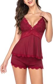 img 4 attached to 👙 Avidlove Women's Sweetness Lace Camisole Set: Lingerie Nightwear with Sexy Pajamas Lounge Sets