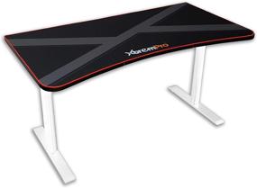 img 2 attached to 🎮 XtremPro Gaming Desk: Ultimate PC Console Gamer Table with Triple Monitor Display and Cable Management – Black White (11160)