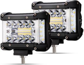 img 4 attached to 🚛 2 шт. 4" 8000Лм боковые подсветки LED - Улучшенная защита IP68 Комбинированные прожекторы и светильники Spot Flood для грузовика, джипа, внедорожника, квадроцикла и лодки