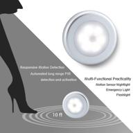 🔦 4 pack of battery powered led lights with motion sensor - ideal for indoor lighting in closet, kitchen, bathroom, stairs, hallway, etc. perfect stick-on lights for under cabinet & under counter illumination логотип