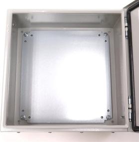 img 1 attached to Yuco YC-16X16X8-UL IP66 Enclosure, UL Certified, 16 Gauge, Single Door Hinge Cover Wall-Mount, Standard Gray, Indoor Outdoor, Backplate, Gland Plate (16x16x8) (H)16&#34;(W)16&#34;(D)8&#34;