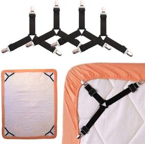 img 4 attached to 🔗 DORARA 4-Pack Bed Sheet Holder Straps with Heavy Duty Grippers Clips - Adjustable Triangle Elastic Bed Sheet Holder/Straps Clip Suspenders Corner Gripper Holder (4 pieces)