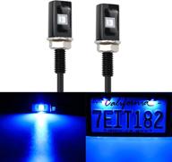 livtee super bright 12v waterproof license plate led lights holder: blue (2pcs) - legal for car, motorcycle, truck, rv, atv, bike - tag screw bolt design logo