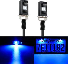 img 4 attached to LivTee Super Bright 12V Waterproof License Plate LED Lights Holder: Blue (2PCS) - Legal for Car, Motorcycle, Truck, RV, ATV, Bike - Tag Screw Bolt Design