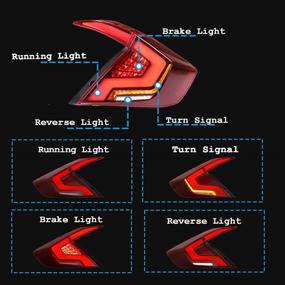 img 3 attached to Задние фонари Inginuity Time LED для Honda Civic 10-го поколения 2016-2019 с дневным ходом и анимацией при включении задних фонарей (не подходят для хэтчбека)