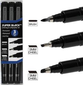 img 3 attached to 🖋️ Creative Mark Calligraphy & Fineliner Pen Set - Super Black, Permanent, Waterproof, Acid-Free Pens & Medium Brush Tip - Lettering & Calligraphy Set of 3